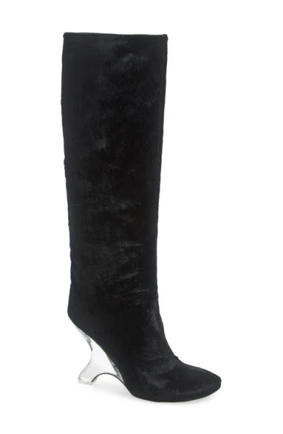Jeffrey Campbell Modified Genuine Calf Hair Knee High Boot In Black