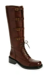Jeffrey Campbell Moss Knee High Boot In Brown Distressed