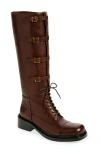 Jeffrey Campbell Moss Knee High Boot In Brown Distressed