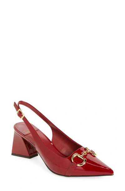 Jeffrey Campbell Nakita Pointed Toe Slingback Pump In Cherry Red Patent Gold