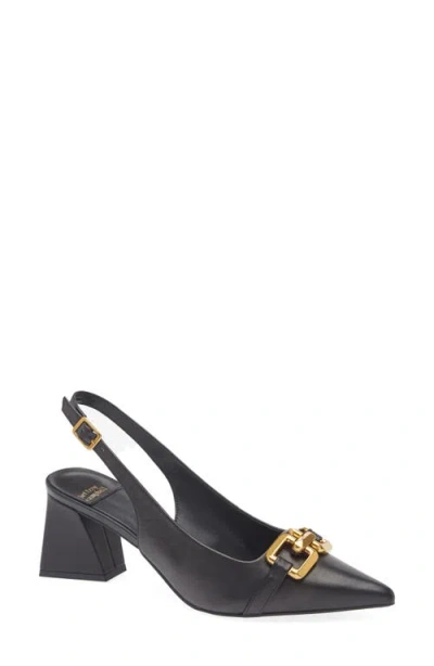Jeffrey Campbell Nakita Slingback Pointed Toe Pump In Black Gold
