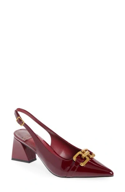 Jeffrey Campbell Nakita Slingback Pointed Toe Pump In Cherry Red Patent Gold