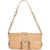 Jeffrey Campbell Night Out Leather Shoulder Bag In Natural