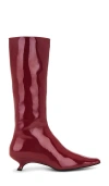 Jeffrey Campbell No-space Boots In Red Crinkle Pat