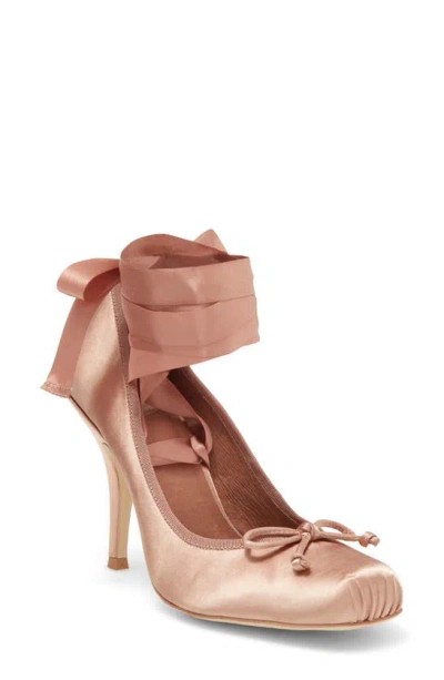 Jeffrey Campbell Nympha Ankle Wrap Pump In Dark Natural Satin