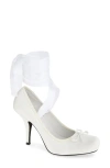 Jeffrey Campbell Nympha Ankle Wrap Pump In White Satin