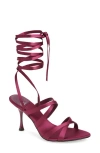 Jeffrey Campbell Obsessed Ankle Wrap Sandal In Berry Satin