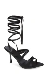 Jeffrey Campbell Obsessed Ankle Wrap Sandal In Black Satin