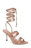 Jeffrey Campbell Obsessed Ankle Wrap Sandal In Champange Satin