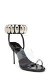 Jeffrey Campbell Occasion Ankle Strap Sandal In Black Patent Silver