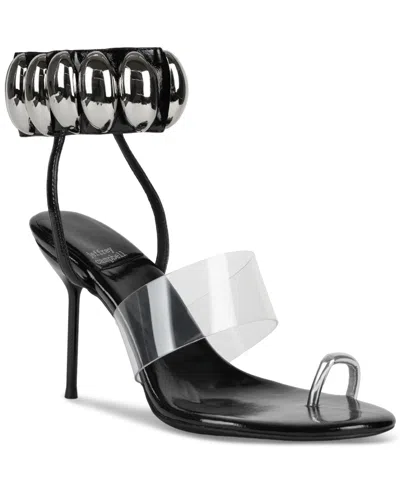 Jeffrey Campbell Occasion Stud Embellished Dress Sandals In Black Patent,silver
