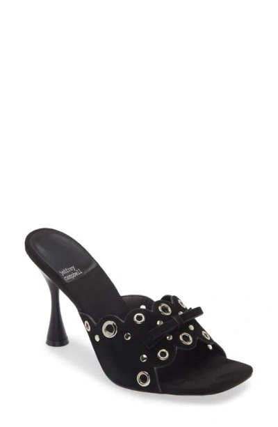 Jeffrey Campbell Odom Studded Slide Sandal In Black Suede Silver