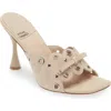 Jeffrey Campbell Odom Studded Slide Sandal In Natural Suede Silver