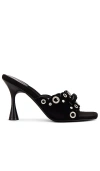 Jeffrey Campbell Odorn Mule In Black Suede Silver