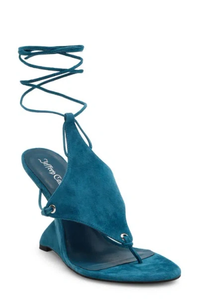Jeffrey Campbell Pachouli Ankle Wrap Wedge Sandal In Blue