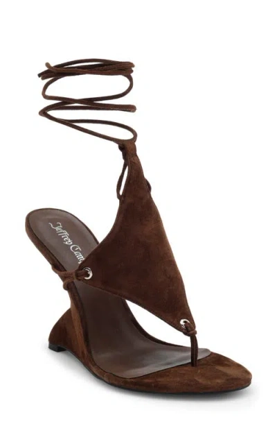Jeffrey Campbell Pachouli Ankle Wrap Wedge Sandal In Brown