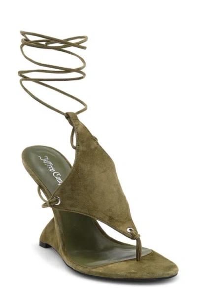 Jeffrey Campbell Pachouli Ankle Wrap Wedge Sandal In Green