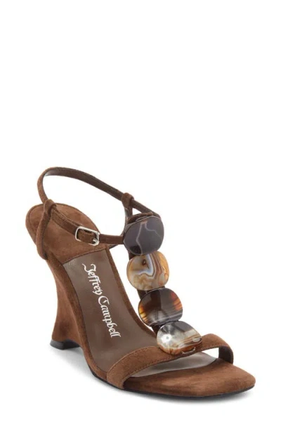 Jeffrey Campbell Palma Ankle Strap Wedge Sandal In Brown