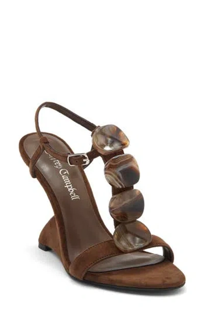 Jeffrey Campbell Palma T-strap Wedge Sandal In Brown