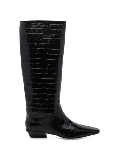 Jeffrey Campbell Passo Croc-effect Knee-high Boots In Black