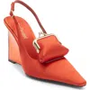 Jeffrey Campbell Pay Me Slingback Wedge Pump In Orange