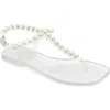 Jeffrey Campbell Pearlesque Imitation Pearl Ankle Strap Sandal In Clear