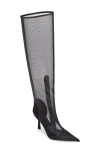 Jeffrey Campbell Stockings Boots In Black Suede Mesh Combo