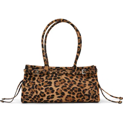 Jeffrey Campbell Pesky Genuine Calf Hair Shoulder Bag In Tan Brown Cheetah