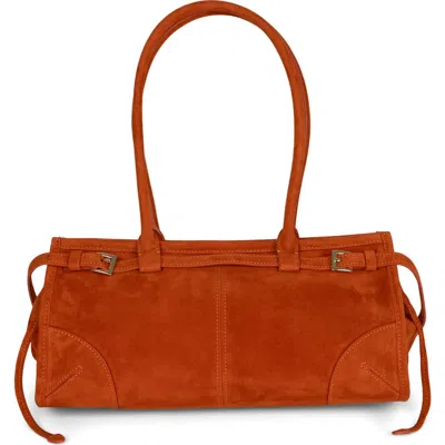 Jeffrey Campbell Pesky Leather Shoulder Bag In Bright Orange Suede