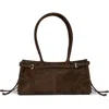 Jeffrey Campbell Pesky Leather Shoulder Bag In Brown Suede