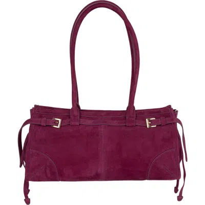 Jeffrey Campbell Pesky Leather Shoulder Bag In Magenta Suede