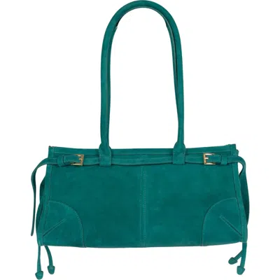 Jeffrey Campbell Pesky Leather Shoulder Bag In Turquoise Suede