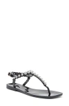 Jeffrey Campbell Pearlesque Imitation Pearl Ankle Strap Sandal In Black