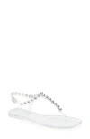 Jeffrey Campbell Pearlesque Imitation Pearl Ankle Strap Sandal In Clear Silver