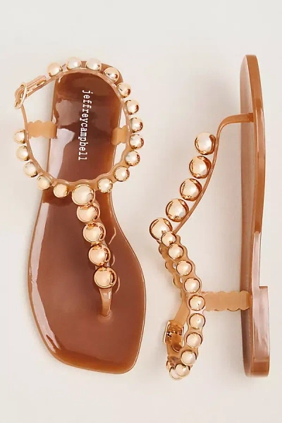 Jeffrey Campbell Plated T Strap Thong Sandals In Brown