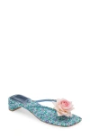 Jeffrey Campbell Primrose Flip Flop In Blue Floral Pink