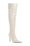Jeffrey Campbell Pushover Pointed Toe Over The Knee Boot In Beige Patent