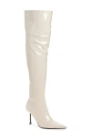 Jeffrey Campbell Pushover Pointed Toe Over The Knee Boot In Beige Patent