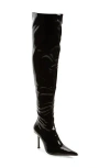 Jeffrey Campbell Pushover Pointed Toe Over The Knee Boot In Black Patent
