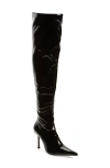 Jeffrey Campbell Pushover Pointed Toe Over The Knee Boot In Black Patent