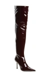 Jeffrey Campbell Pushover Pointed Toe Over The Knee Boot In Wine Patent