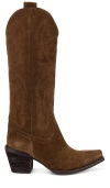 Jeffrey Campbell Rancher Knee High Western Boot In 棕色绒面
