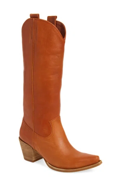 Jeffrey Campbell Rancher Knee High Western Boot In Tan Sanded