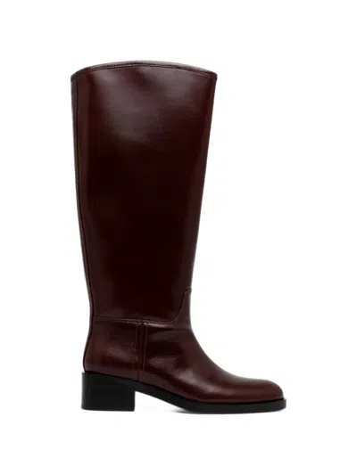 Jeffrey Campbell Reining-2 Polished Leather Boots In Burgundy