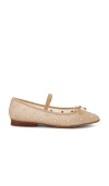 Jeffrey Campbell Releve Crystal Embellished Mary Jane Flat In Natural Mesh Clear Combo