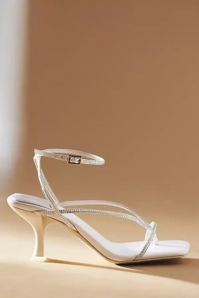 Jeffrey Campbell Rhinestone Kitten Heels In White