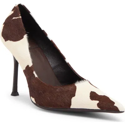 Jeffrey Campbell Risktake Genuine Calf Hair Pointed Toe Pump In Brown White Cow
