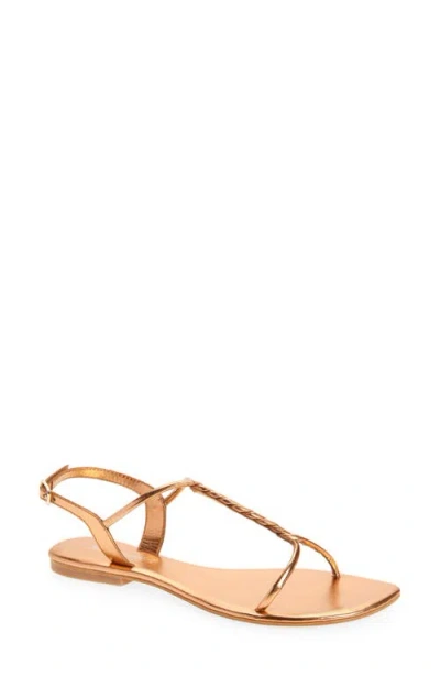 Jeffrey Campbell Roped In Flat Sandal In Rose Gold