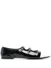 Jeffrey Campbell Black Ballet Shoes With Double Buckle And Stacked Heel In Patent Leather Woman In Black