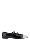 Jeffrey Campbell Black Ballet Shoes With Double Buckle And Stacked Heel In Patent Leather Woman In Black